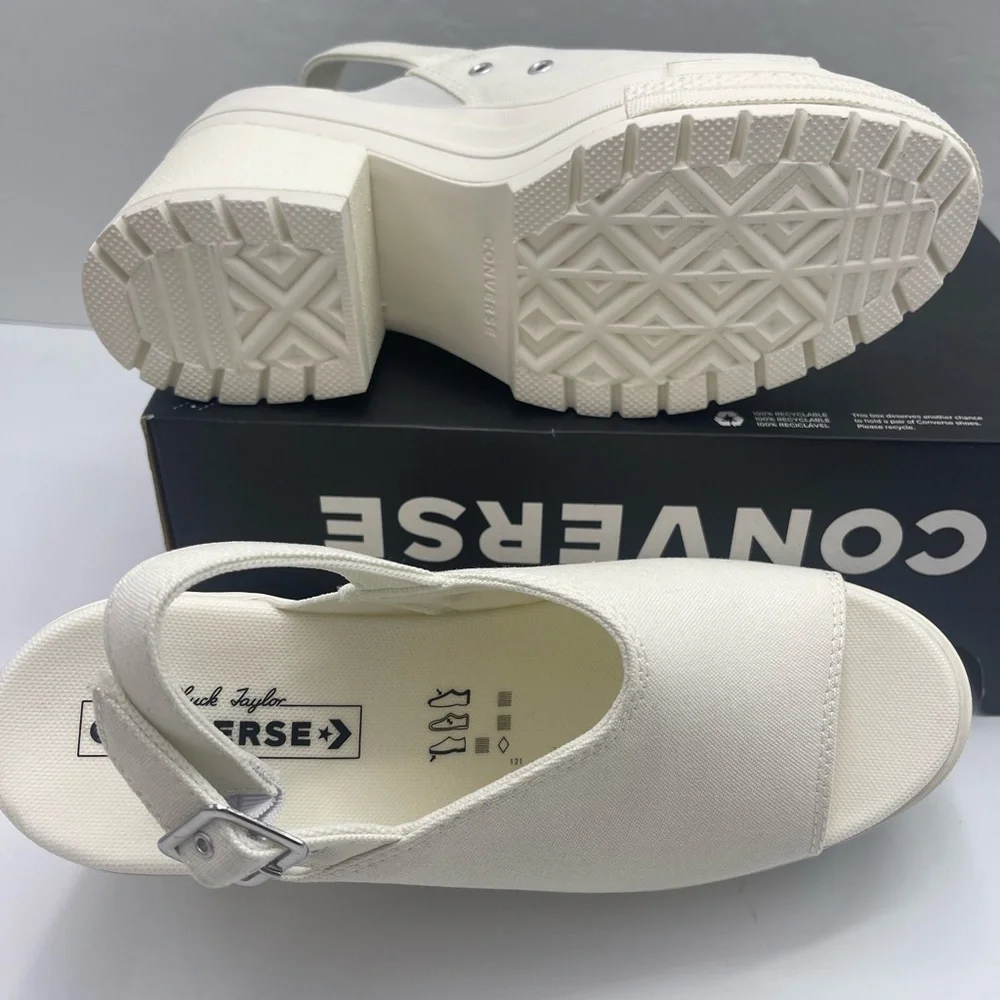 Converse CHUCK 70 DE LUXE HEEL MULE SLI EGRET/EGRET/EGRET Platform Heels A13796F